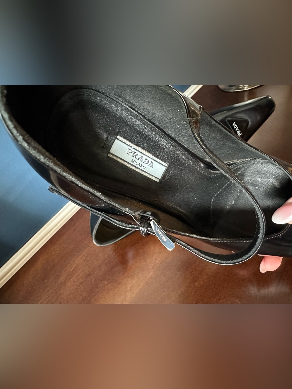 Prada Modellerie Black Spazzolato Leather Mary Jane Heels Size 39 - Picture 10 of 15